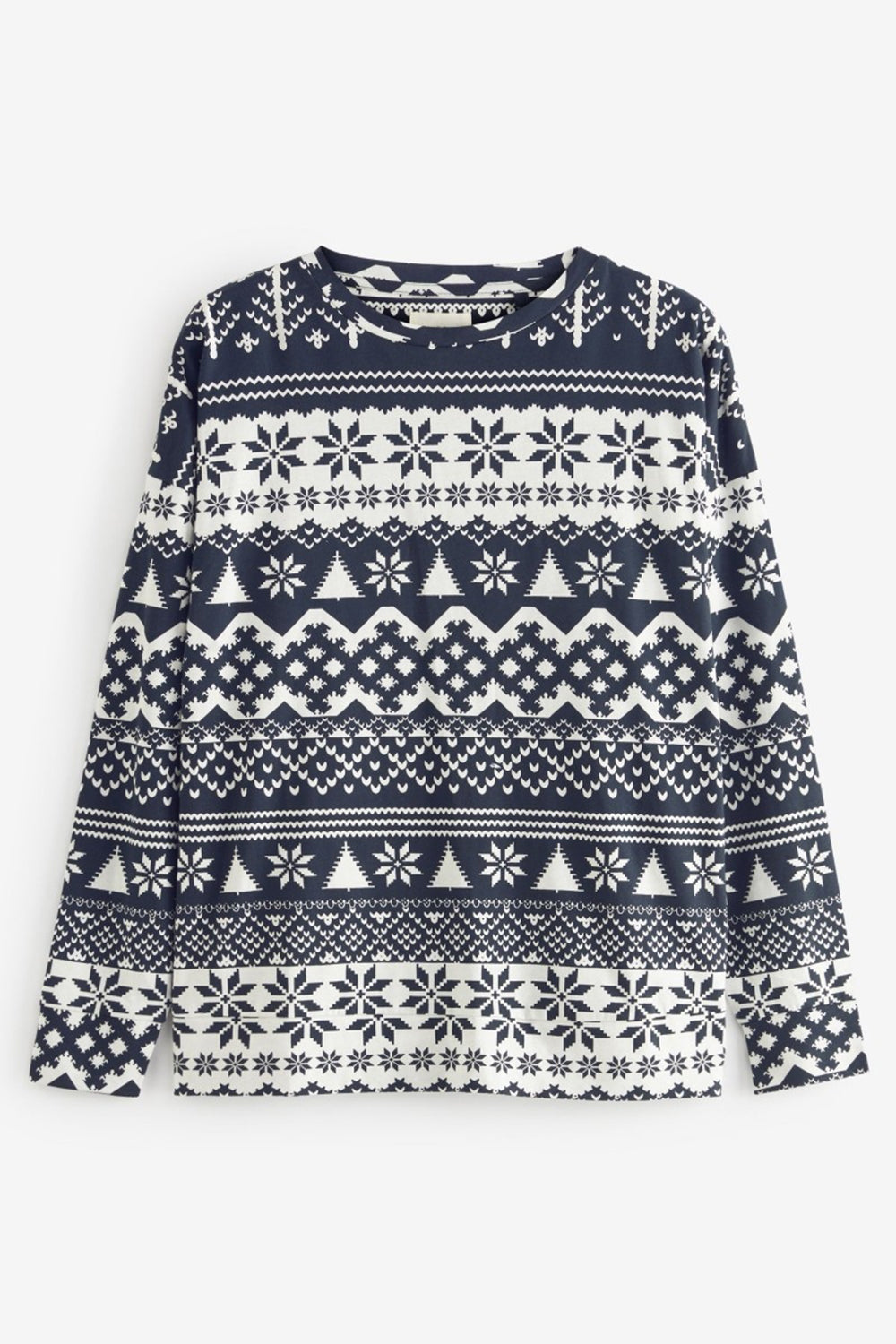 Navy Christmas Snowflake and Tree Printed Family Pajama Sets