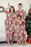 Red Striped Long Sleeve Printed Christmas Pajamas Set