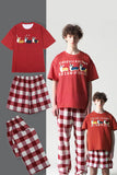 Red Dog Printed Short Sleeve Matching Family Pajamas