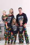 Navy Light Bulb Printed Long Sleeves Matching Family Pajamas