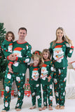 Dark Green Santa Print Long Sleeve Family Christmas Pajamas