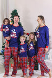 Royal Blue Print Plaid Christmas Matching Family Pajamas