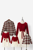 Red Plaid Long Sleeve Holiday Family Matching Outfits