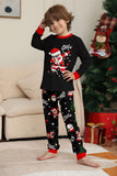 Black Christmas Santa Print Family Matching Pajamas Sets
