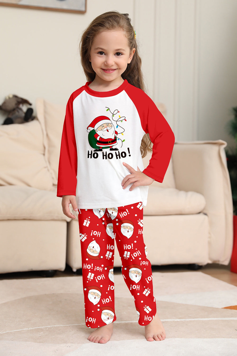 Red Santa Print Christmas Family Matching Pajamas
