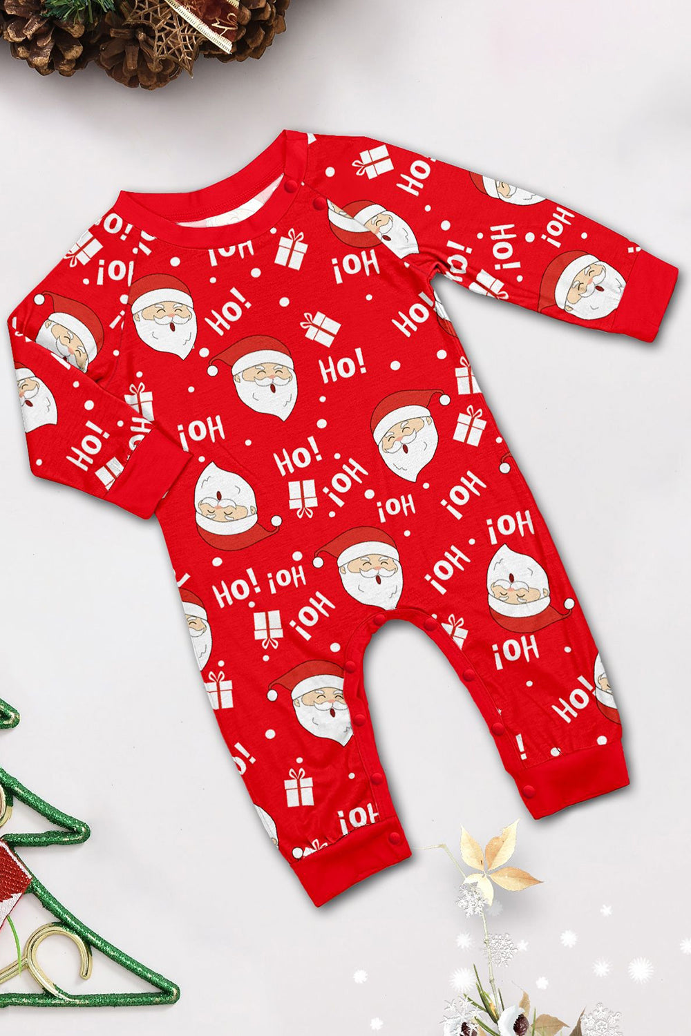 Red Santa Print Christmas Family Matching Pajamas