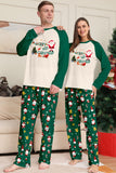 Dark Green Christmas Print Santa Family Matching Pajamas Sets