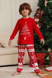 Red Print Tree Long Sleeve Christmas Family Matching Pajamas