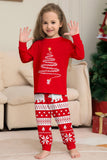 Red Print Tree Long Sleeve Christmas Family Matching Pajamas