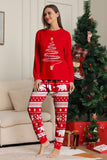 Red Print Tree Long Sleeve Christmas Family Matching Pajamas
