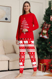 Red Print Tree Long Sleeve Christmas Family Matching Pajamas
