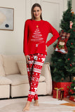 Red Print Tree Long Sleeve Christmas Family Matching Pajamas
