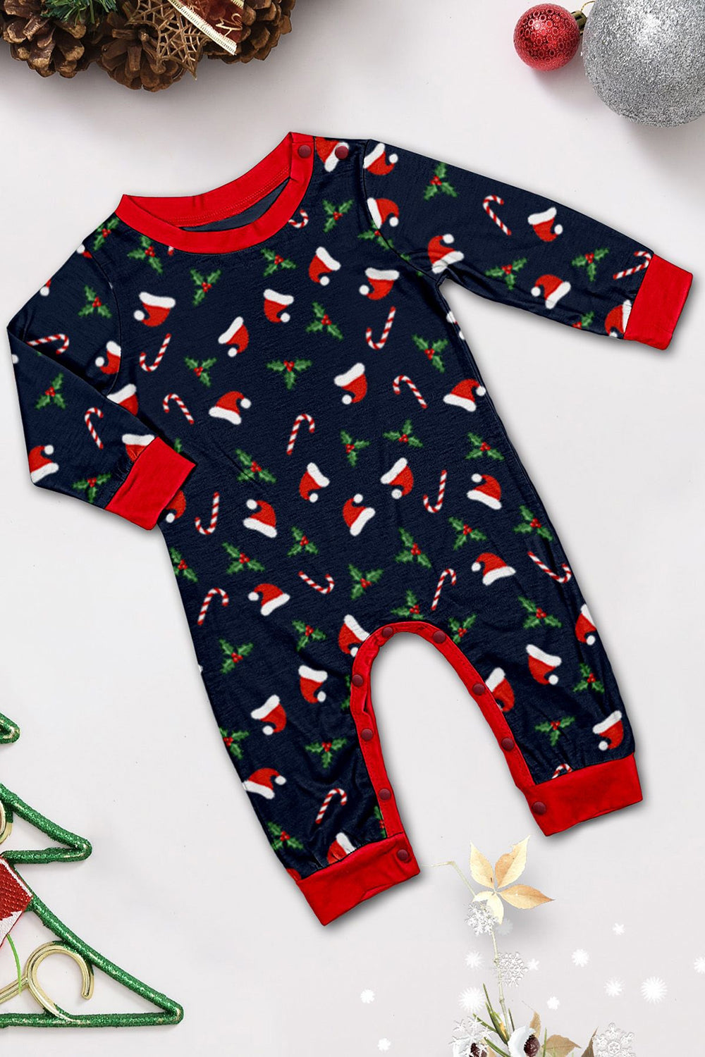 Navy Merry Christmas Print Family Matching Pajamas Set