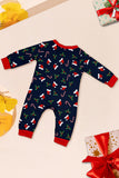 Navy Merry Christmas Print Family Matching Pajamas Set