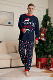 Navy Merry Christmas Print Family Matching Pajamas Set