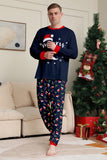 Navy Merry Christmas Print Family Matching Pajamas Set