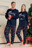 Navy Merry Christmas Print Family Matching Pajamas Set