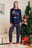 Navy Merry Christmas Print Family Matching Pajamas Set