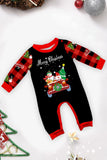 Black Red Print Merry Christmas Plaid Family Matching Pajamas Set