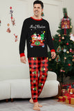 Black Red Print Merry Christmas Plaid Family Matching Pajamas Set