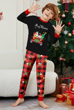 Black Red Print Merry Christmas Plaid Family Matching Pajamas Set