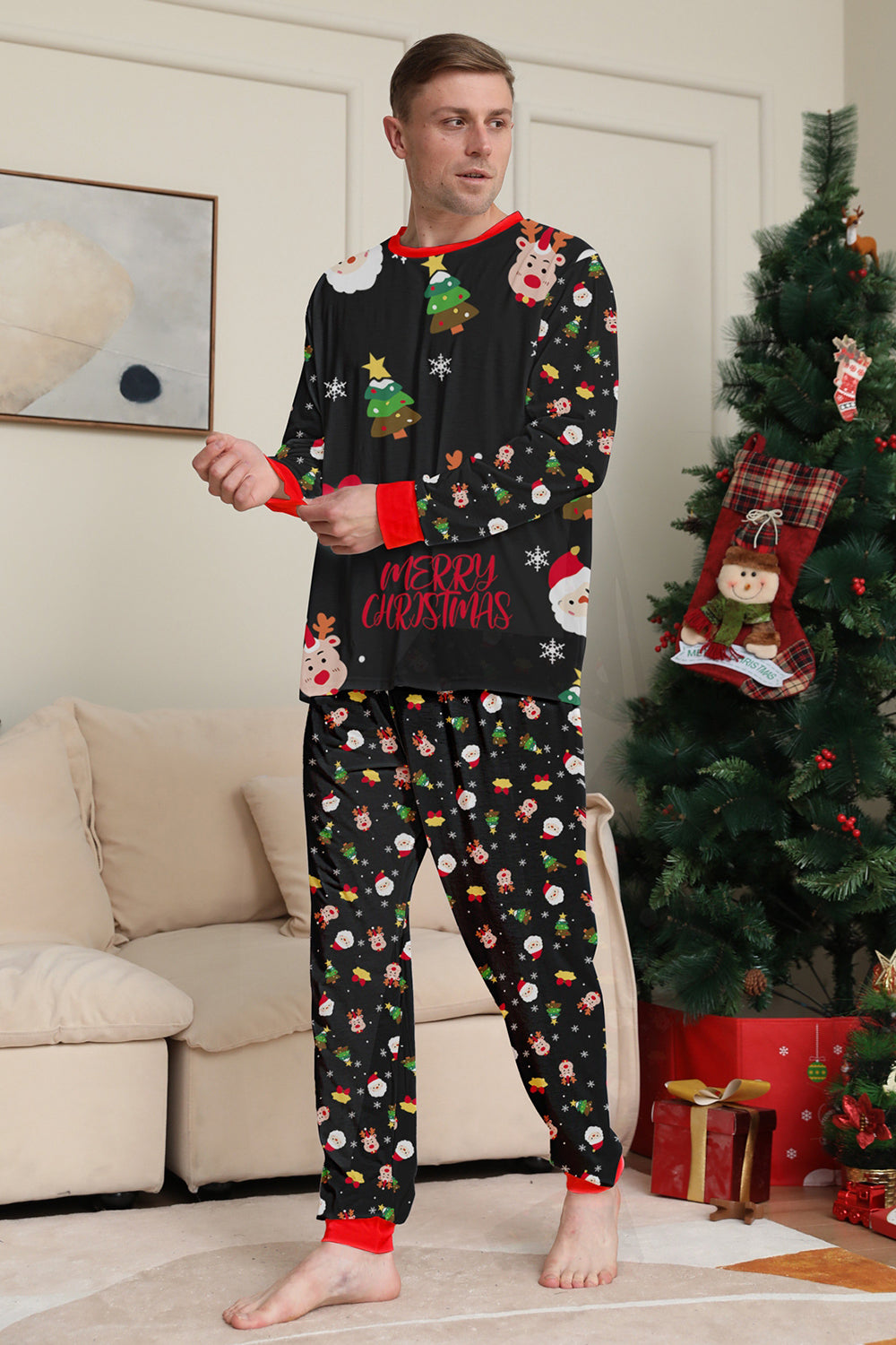 Christmas Cozy Red Print Family Matching Pajamas Set