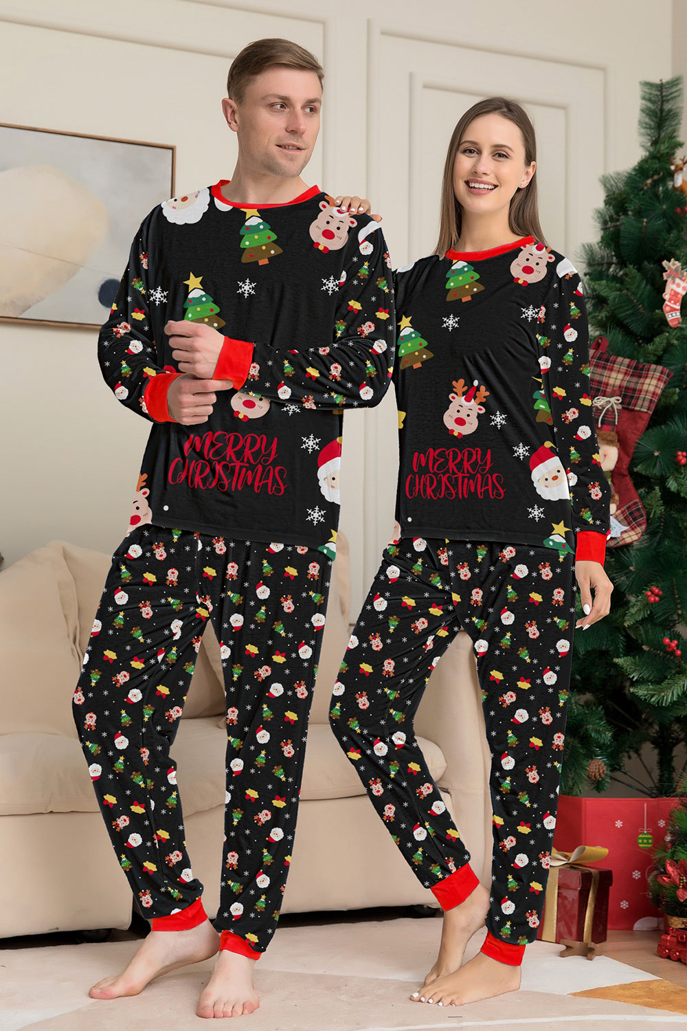 Christmas Cozy Red Print Family Matching Pajamas Set