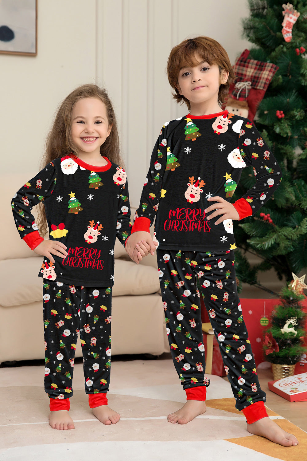 Christmas Cozy Red Print Family Matching Pajamas Set