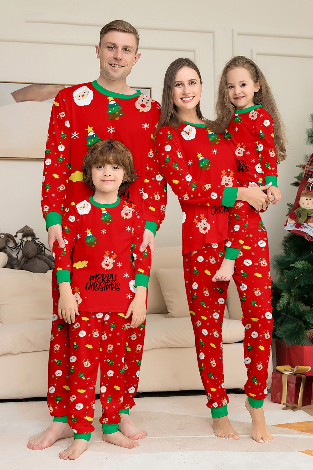 Christmas Cozy Red Print Family Matching Pajamas Set