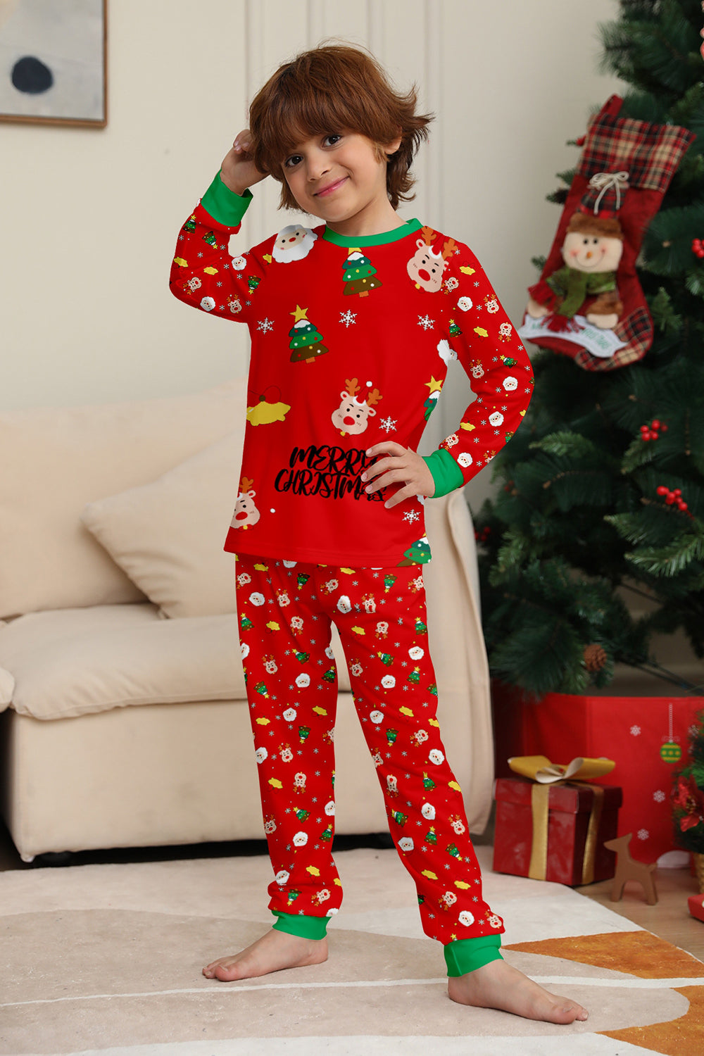 Christmas Cozy Red Print Family Matching Pajamas Set