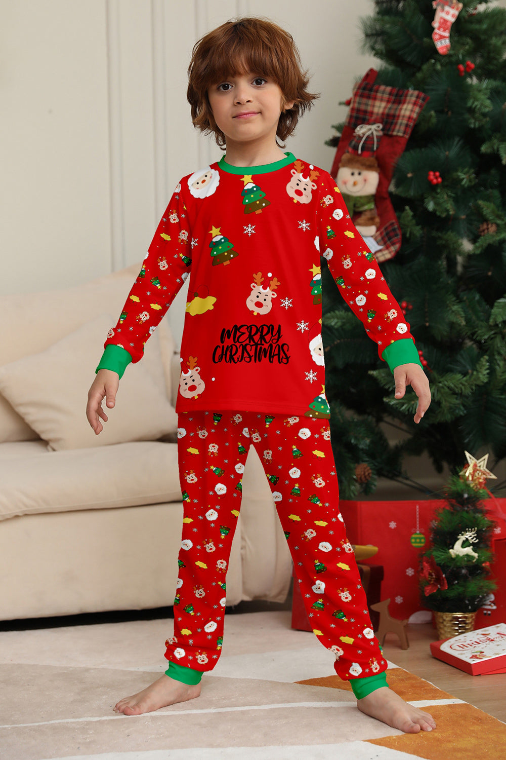 Christmas Cozy Red Print Family Matching Pajamas Set