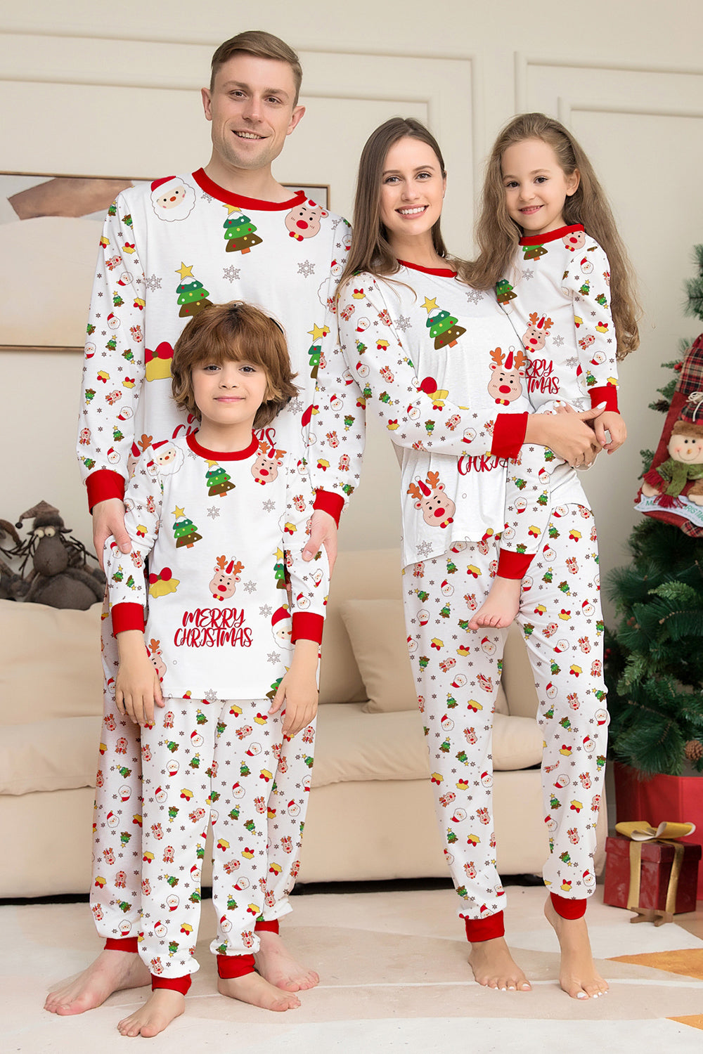 Christmas Cozy Red Print Family Matching Pajamas Set