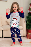Grey Blue Snowman Print Christmas Family Matching Pajamas
