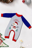 Grey Blue Snowman Print Christmas Family Matching Pajamas