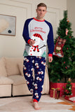 Grey Blue Snowman Print Christmas Family Matching Pajamas