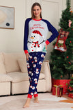 Grey Blue Snowman Print Christmas Family Matching Pajamas