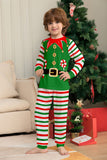 Green Horizontal Stripe Print Christmas Family Matching Pajama Set