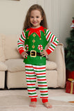 Green Horizontal Stripe Print Christmas Family Matching Pajama Set