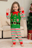 Green Horizontal Stripe Print Christmas Family Matching Pajama Set
