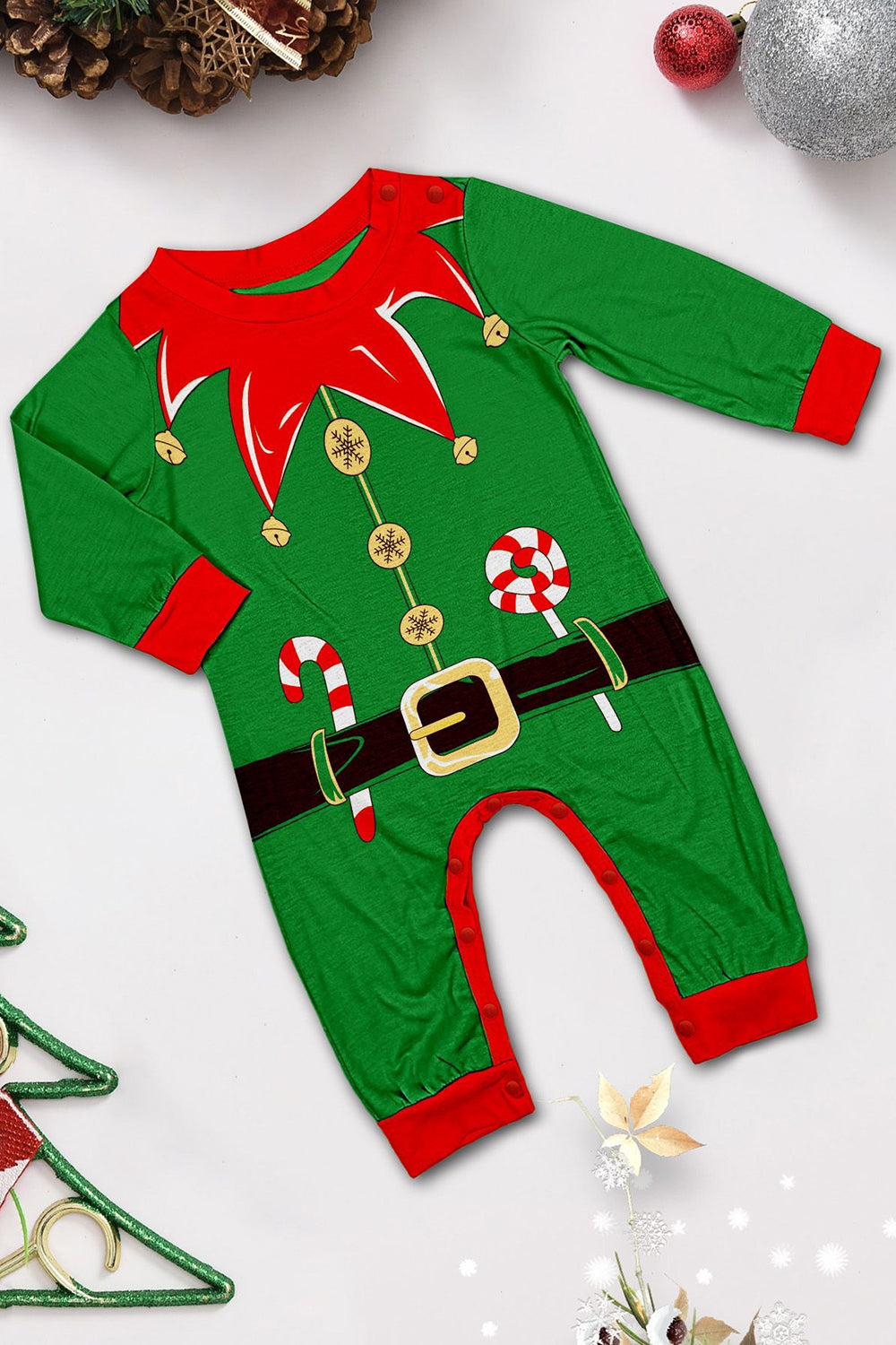 Green Horizontal Stripe Print Christmas Family Matching Pajama Set