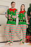 Green Horizontal Stripe Print Christmas Family Matching Pajama Set