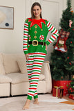 Green Horizontal Stripe Print Christmas Family Matching Pajama Set
