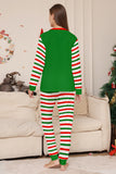Green Horizontal Stripe Print Christmas Family Matching Pajama Set