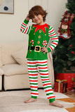 Green Horizontal Stripe Print Christmas Family Matching Pajama Set