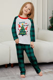 Green Merry Christmas Plaid Print Family Matching Pajamas Set