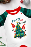 Green Merry Christmas Plaid Print Family Matching Pajamas Set