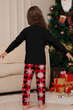 Black Red Reindeer Snowflake Print Christmas Family Matching Pajamas Set