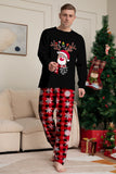 Black Red Reindeer Snowflake Print Christmas Family Matching Pajamas Set