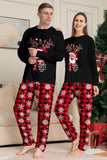 Black Red Reindeer Snowflake Print Christmas Family Matching Pajamas Set