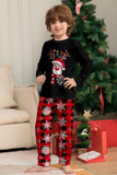 Black Red Reindeer Snowflake Print Christmas Family Matching Pajamas Set